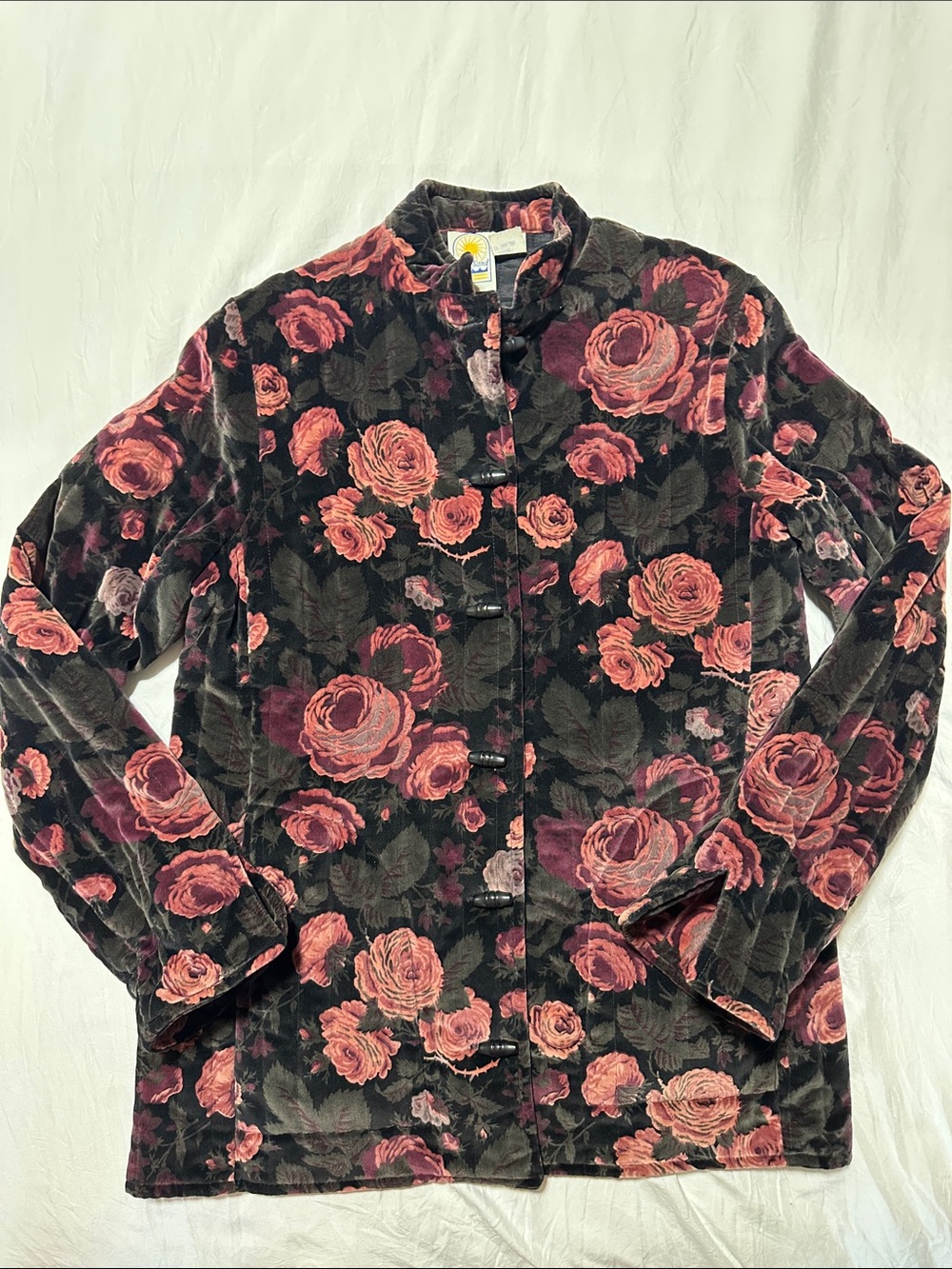 Vintage Sun 'N Sand Quilted Velvet Floral Toggle Jacket - Small